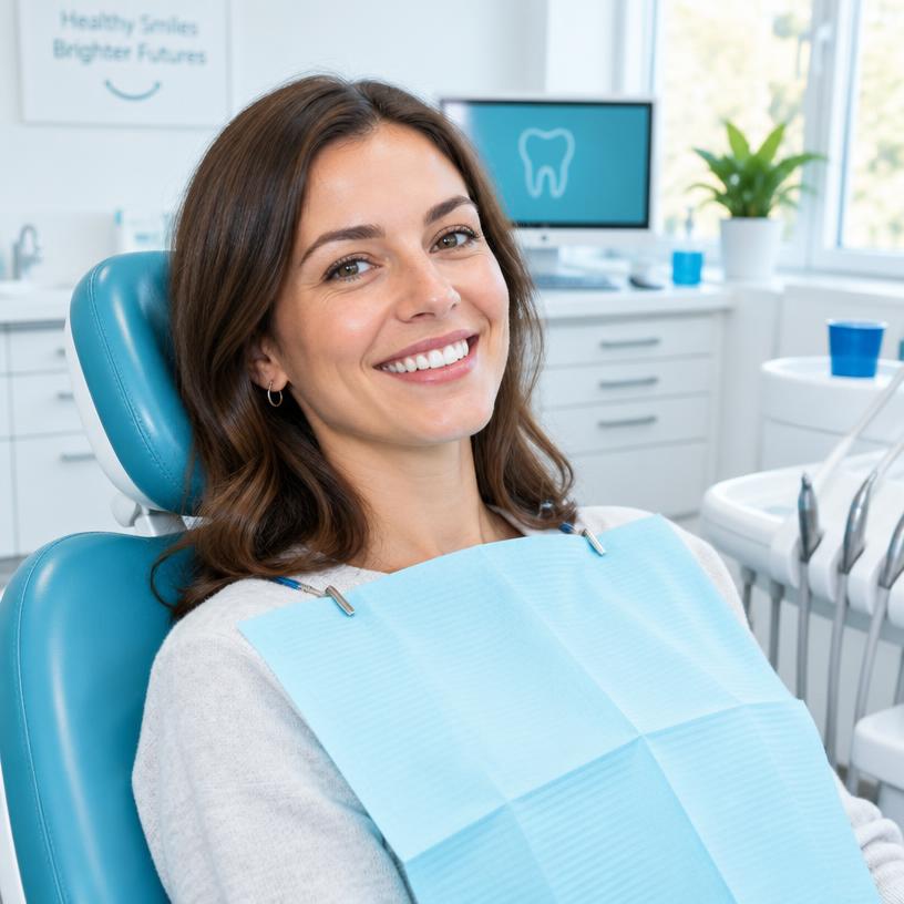 Happy patient in the dental chair
